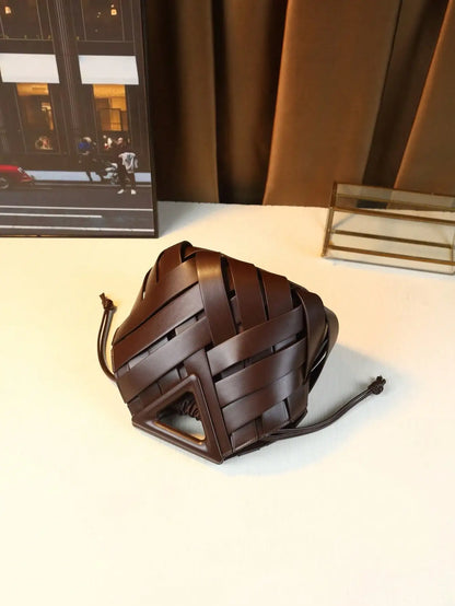 Woven Design Women Handbag, Tote Basket Bag, High-End Inverted Triangle Shaped Handbag