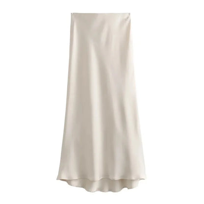 Woman Satin Skirt Women High Waist Long Skirts For Women Summer Black Midi Skirt Office Elegant Women's Skirts