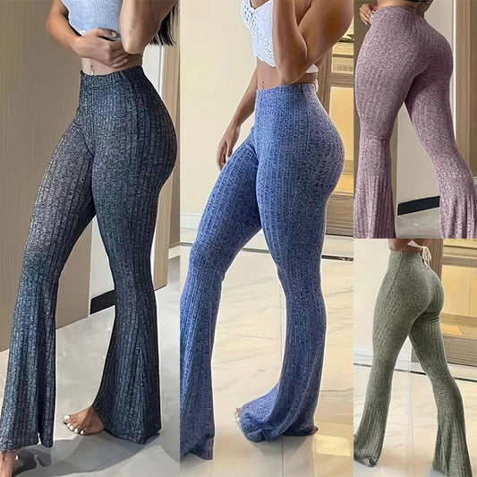 Slim High Waist Capris Sexy Bell Bottom Flare Tights Solid Hot Y2k Woman Pants