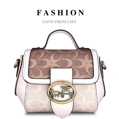 contrasting color women's bag, high-end carriage crossbody bag, portable box bag