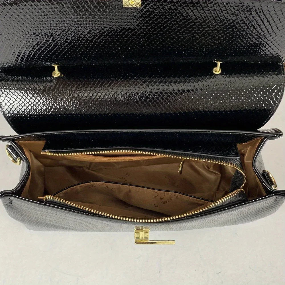 High End Women's Black Bag, Large Capacity Hand-Held Crossbody Bag