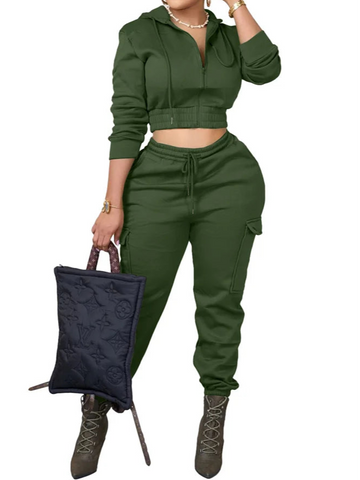 Two Piece Matching Tracksuit Casual Top and Pants Sets for Women