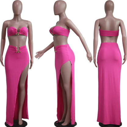 European and American women's casual fashion sexy irregular skirt suit beach dress Resort Wear