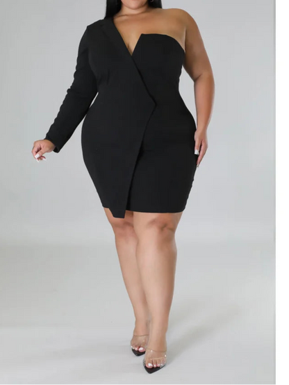 Plus Size Dress Long Sleeve V Neck Solid Sexy Mini Suit Dress Party Dresses