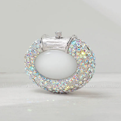 Oval Shaped Crystal Evening Bag Women Boutique Gorgeous Classy Diamond Clutch Purses And Handbags Bridal Wedding Party