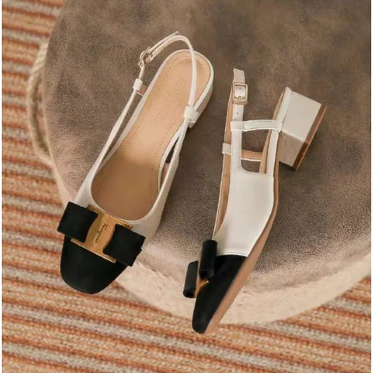 Women's Slip On Sandals Elegant Medium Heel Toe Mules Comfortable Office Shoes