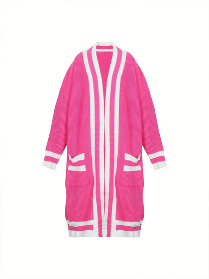 Plus Size Women's Long Sleeve V-Neck Maxi Cardigan Button Down Thick Casual Cardigan