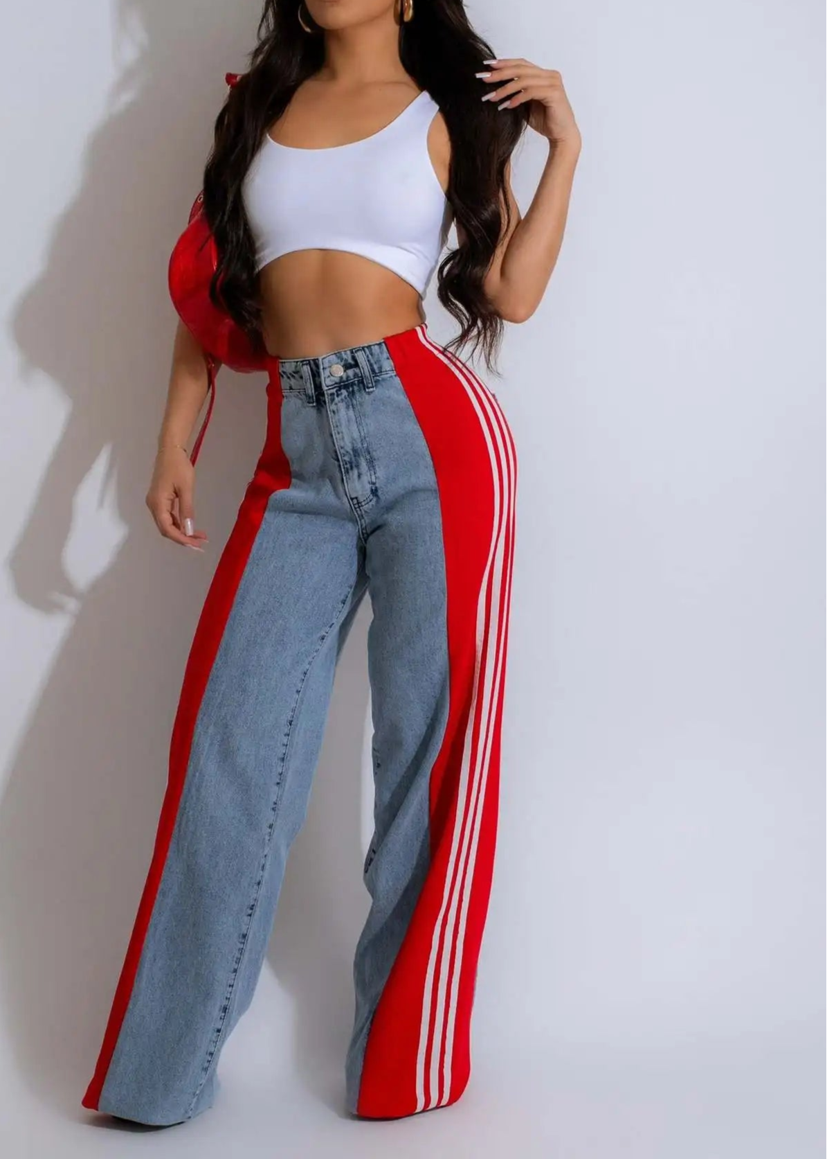 Wide Leg Jeans Cargo Pants Sexy Women High Waist Elegant Streetwear Denim Casual Straight Trousers