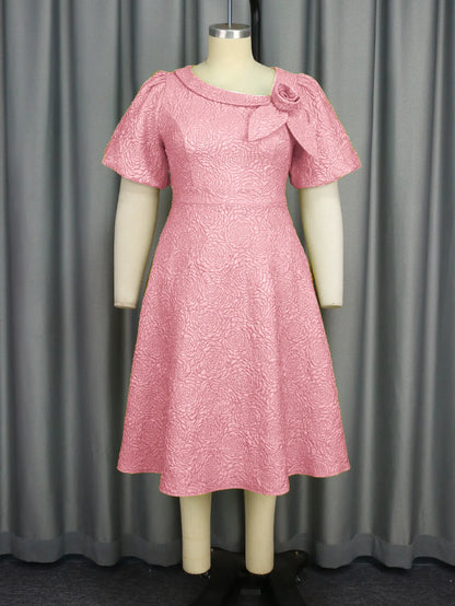 Women Plus Size Jacquard Dress A-Line Party Banquet Dress Cocktail Dress