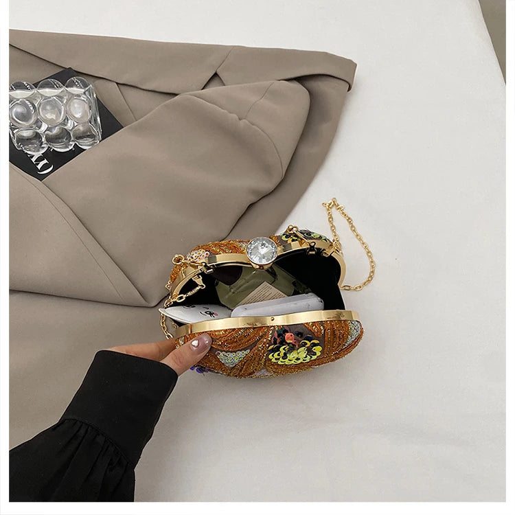 Luxury Gold Clutch Bags for Women Evening Purse Designer Crossbody Bag