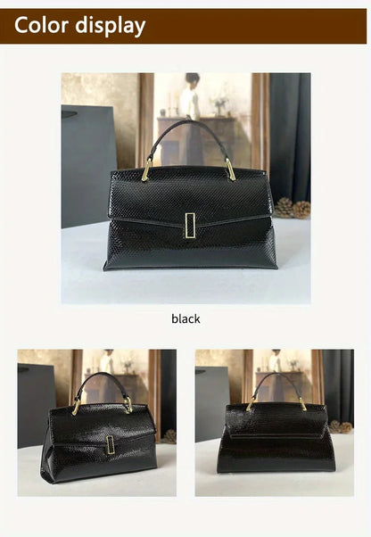 High End Women's Black Bag, Large Capacity Hand-Held Crossbody Bag