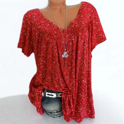 Loose Sleeveless Long Tank T-Shirt V-Neck Tops Floral Print Tees