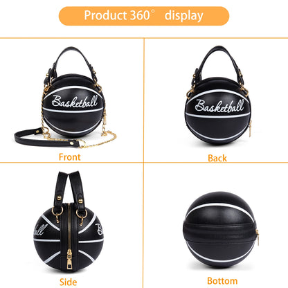 Basketball Shaped Crossbody Bag, Trendy Y2K Chain Shoulder Bag