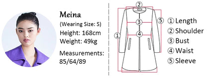 Elegant Purple Colored Faux Leather Trench Coat for Women Sashes Runway Coat