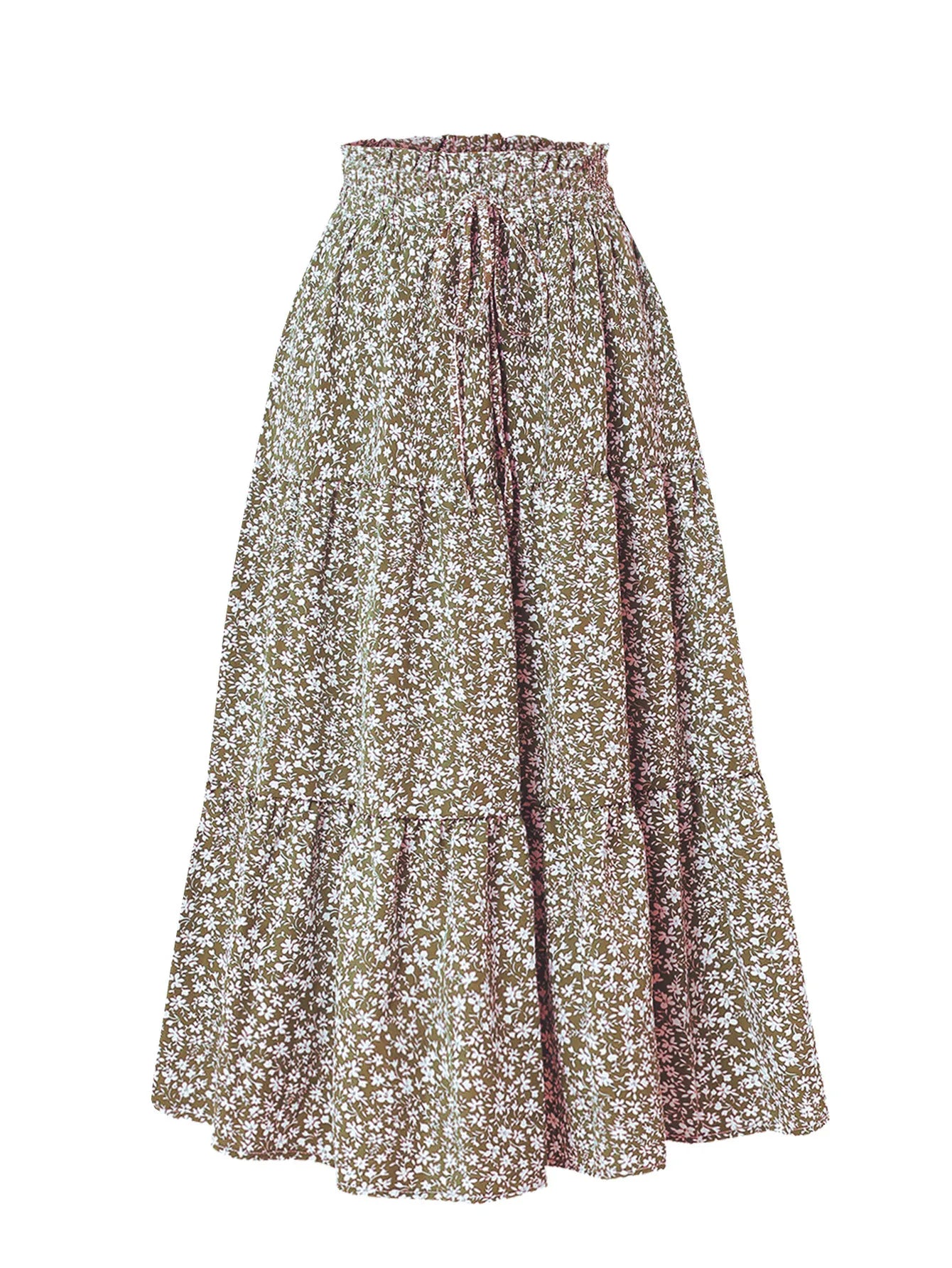Women's Patchwork Solid Color Loose Skirt; Commuting Casual Cake Skirt; Elastic Waist Elegant Skirt