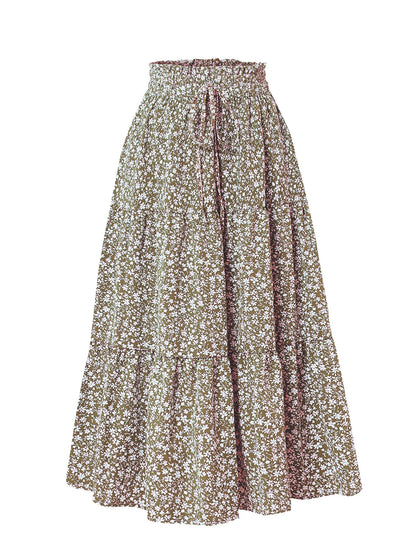 Women's Patchwork Solid Color Loose Skirt; Commuting Casual Cake Skirt; Elastic Waist Elegant Skirt