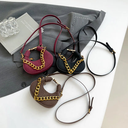 Mini PU Leather Saddle Shoulder Bag for Women Y2K Handbags and Purses Crossbody Bags