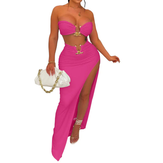 European and American women's casual fashion sexy irregular skirt suit beach dress Resort Wear