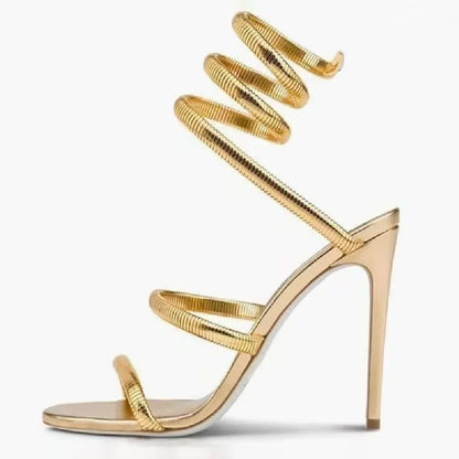Ankle Strap Open Toe Narrow Band Women Sandals Thin High Heels Stripper Sexy Shoes