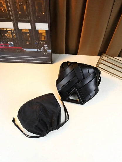 Woven Design Women Handbag, Tote Basket Bag, High-End Inverted Triangle Shaped Handbag