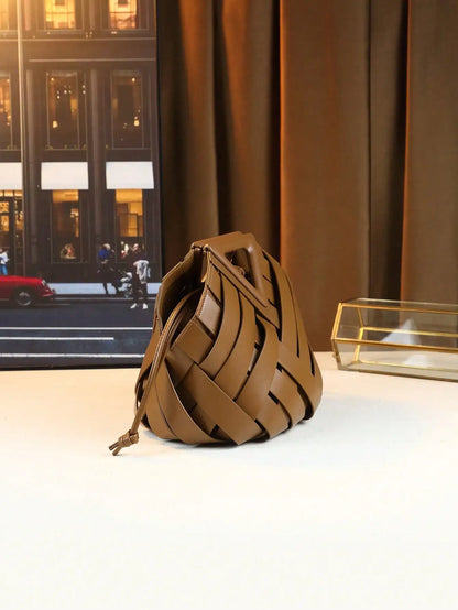 Woven Design Women Handbag, Tote Basket Bag, High-End Inverted Triangle Shaped Handbag