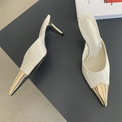 Pointed Toe Women Slippers Sexy Thin Heels Sandals Banquet Mule Shoes