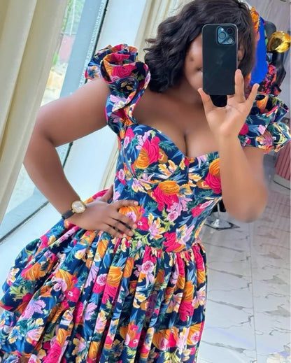 Women Summer Spring Africa Clothing Sleeveless Dress Sexy V-Neck Slim Dress
