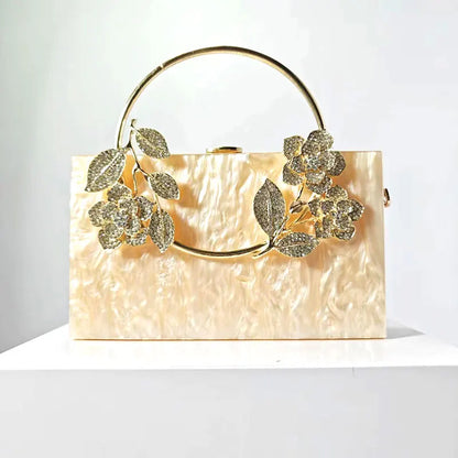 Banquet Pearlescent Acrylic Purse Women's Tote Crossbody Shoulder Square Bag