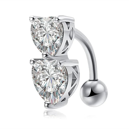 1PCS Crystal Belly Button Rings Surgical Steel Heart Navel Piercing