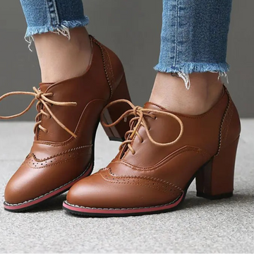 Pump Round Toe Chunky Heels 7.5cm Lace Up Plus Size 45 46 47 48 Office Shoes