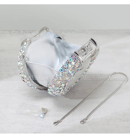 Oval Shaped Crystal Evening Bag Women Boutique Gorgeous Classy Diamond Clutch Purses And Handbags Bridal Wedding Party