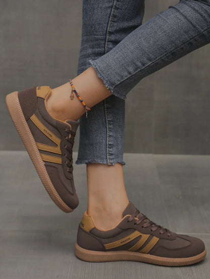 Mix Color Women's Autumn Sneakers Fashion Splicing Flat Heel Vulcanized Shoes Female Lace-Up Sneakers