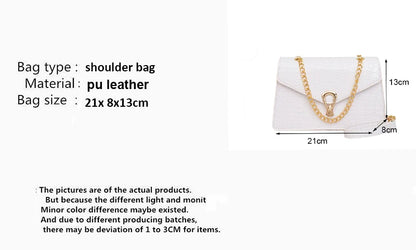 Crocodile Pattern Shoulder Bags For Women Chains Square Bag Crossbody Handbag