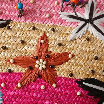 Bohemian Hand Embroidered Starfish Straw Woven Bag Beaded Handbags For Ladies