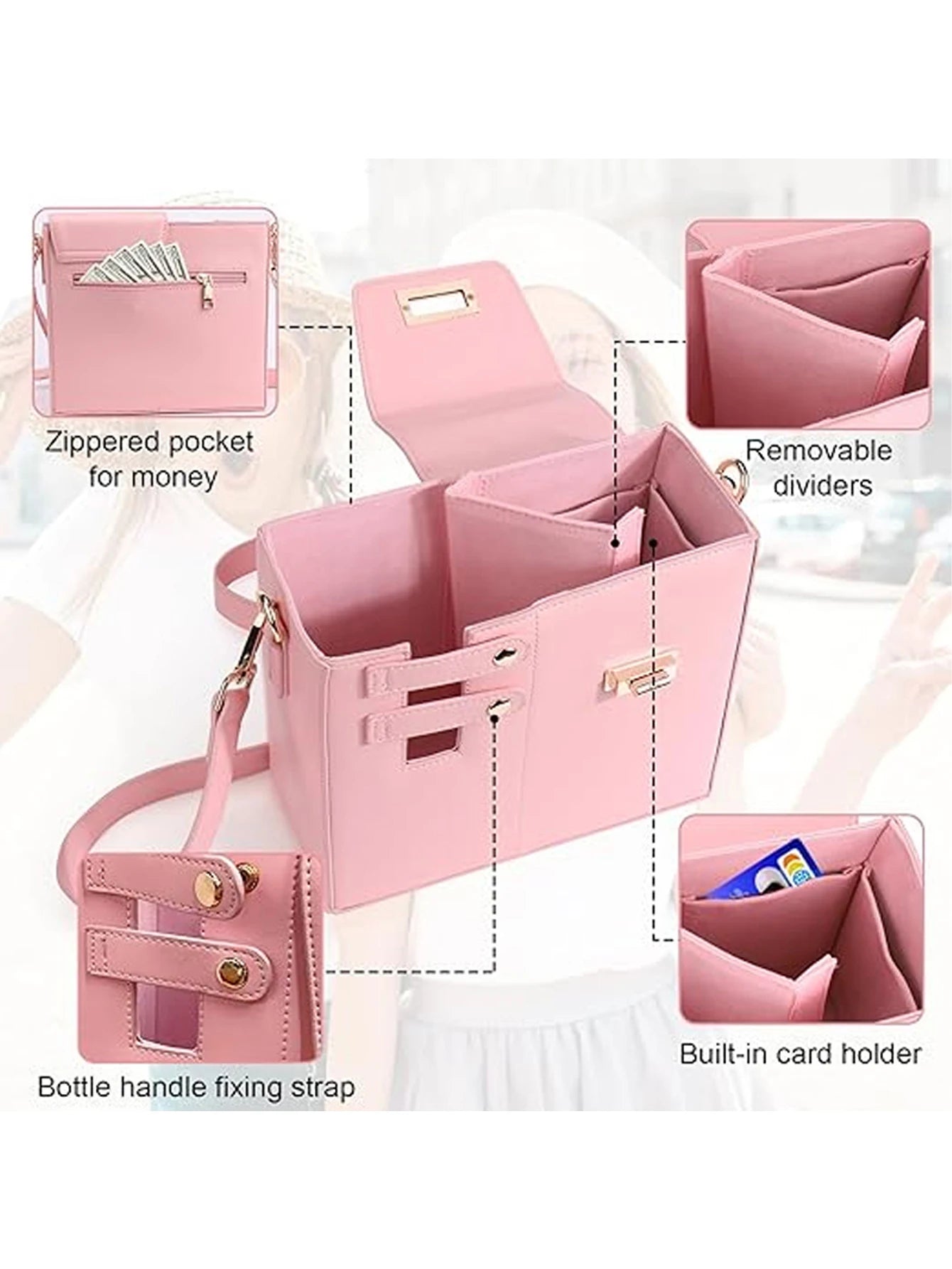 Outdoor portable crossbody water bottle storage bag single shoulder solid color