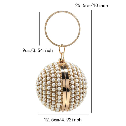 Party Pearl Clutch With Beaded Diamonds Evening Bag