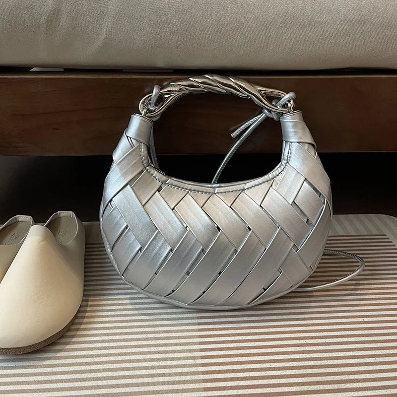 Woven Bird's Nest Bag Brand Creative Design Dumpling Shape Comfortable Fabric Commuter Shoulder Messenger Bag