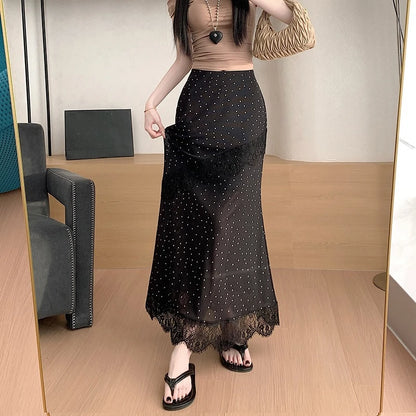 Polka Dot Lace Skirt Printed Women's Wrap Skirts for Women