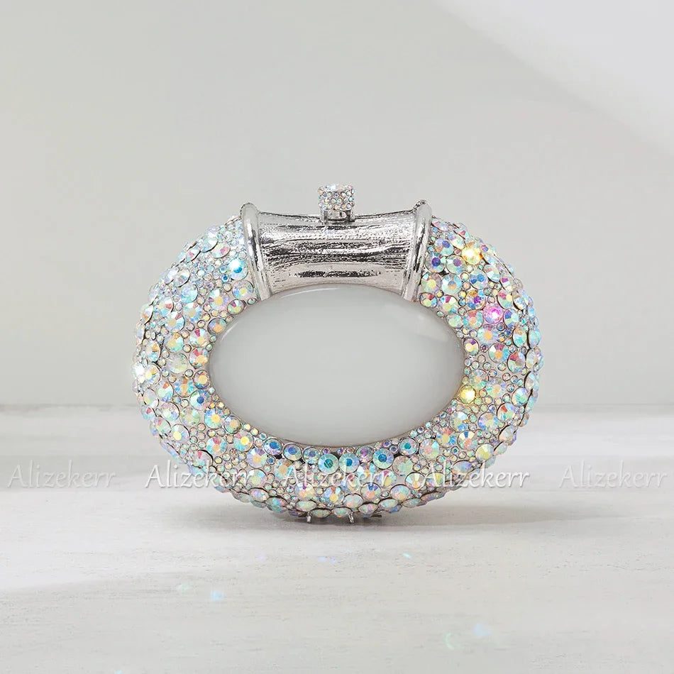 Oval Shaped Crystal Evening Bag Women Boutique Gorgeous Classy Diamond Clutch Purses And Handbags Bridal Wedding Party