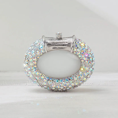 Oval Shaped Crystal Evening Bag Women Boutique Gorgeous Classy Diamond Clutch Purses And Handbags Bridal Wedding Party