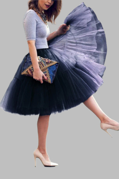 Fluffy Tulle Skirt Petticoat Adult Elastic Waist Underskirt Layers Bridal Midi Tutu Skirts Women Prom Evening