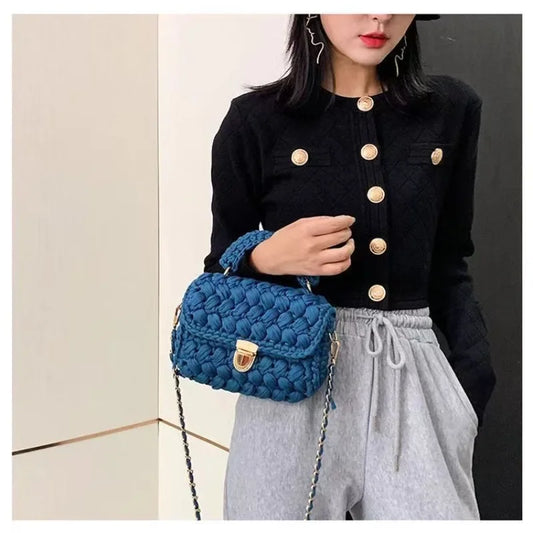 Shoulder Crochet Bag Exclusive Metal Lock and Buckle Hardware Set