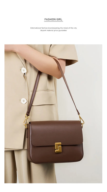 Genuine Leather Women Crossbody Bag Luxury Design Small Square Bag Cowhide Women's Bag