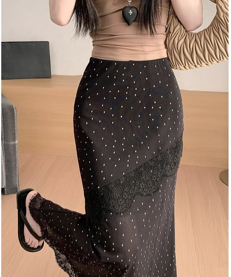 Polka Dot Lace Skirt Printed Women's Wrap Skirts for Women