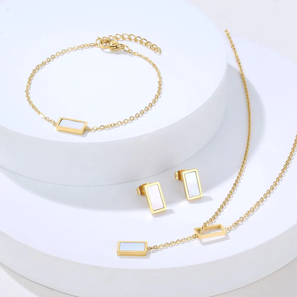 Stainless Steel Necklaces set Light Luxury Elegant Delicate Geometry Pendant Charm Chain Necklace For Women