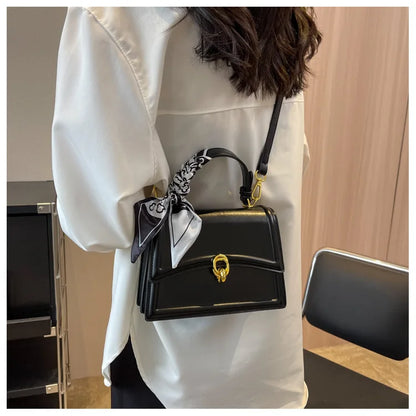 Scarf Bow Decor Lightweight Flap Bag, Business Casual Mini Women's Shoulder Bag