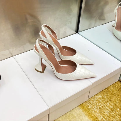Wineglass with Crocodile Leather Pointed High Heel Shallow Mouth European Beauty Sandals