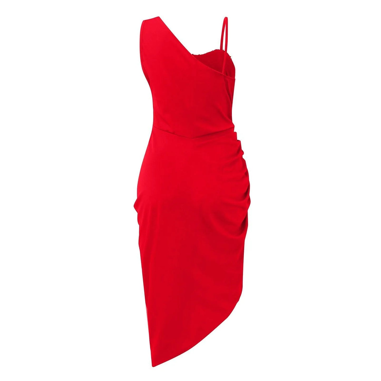 Women's Solid Color Sexy Slit Maxi Smocked One Shoulder Evening Dress