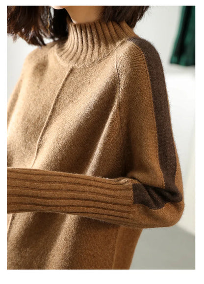 Turtleneck Knitted Sweater Women Pullovers Thick Jumpers Wool Knit Crochet Y2k Sweater