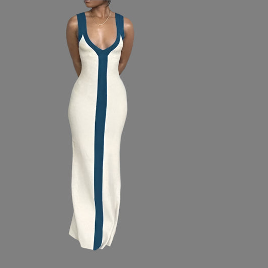 White Elegant Lace Long Dress European Style Wedding Backless Low Neck Large Size Dress Q308 Sleeveless Other Patterns